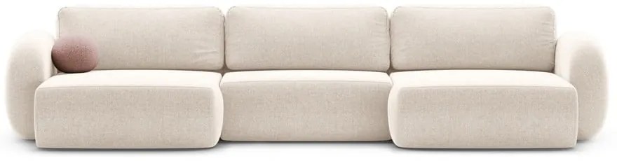 Krémovobiela ženilková rozkladacia/s úložným priestorom rohová pohovka (do tvaru "U") Tonale – Cosmopolitan Design