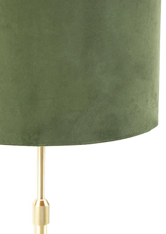 Stolná lampa zlatá/mosadz s tienidlom zo zamatu zelená 25 cm - Parte