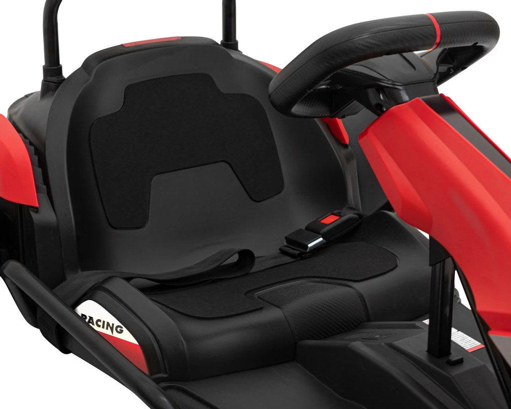 Ramiz Motokára na batérie Fast 3 Drift pre deti Červená + funkcia Drift + motory 2x150W + rádio LED + pásy