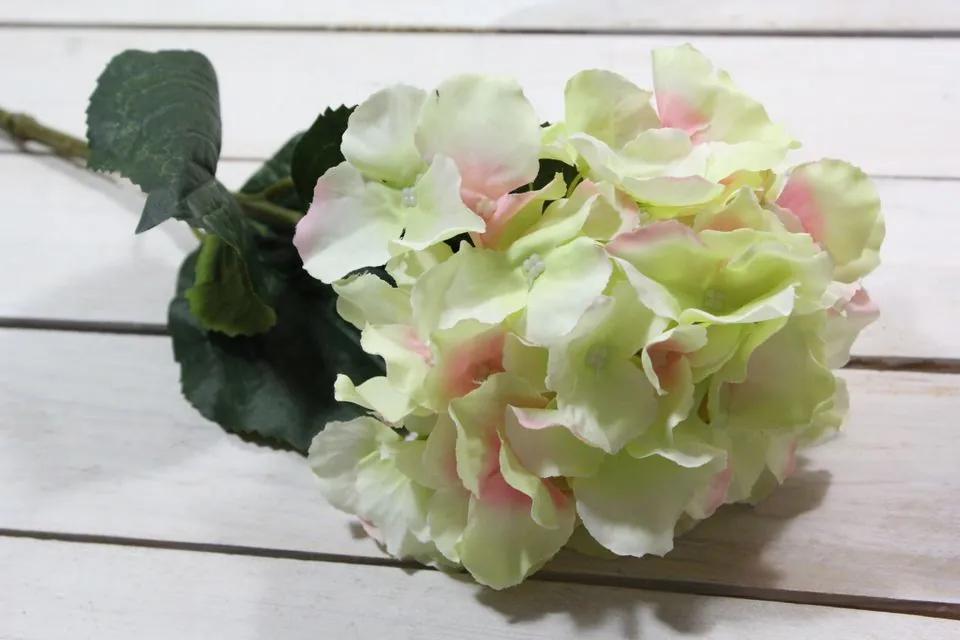 Umelá HORTENZIA (v. 69 cm) - zeleno-ružová
