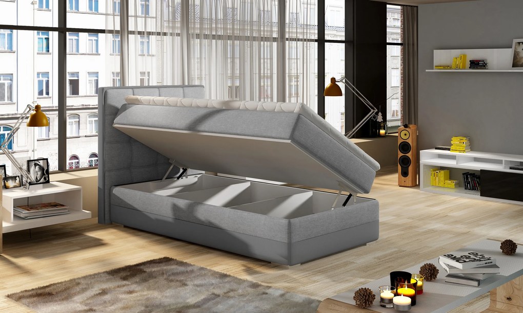 Moderná box spring posteľ Adria 90x200, žltá Roh: Orientace rohu Pravý roh