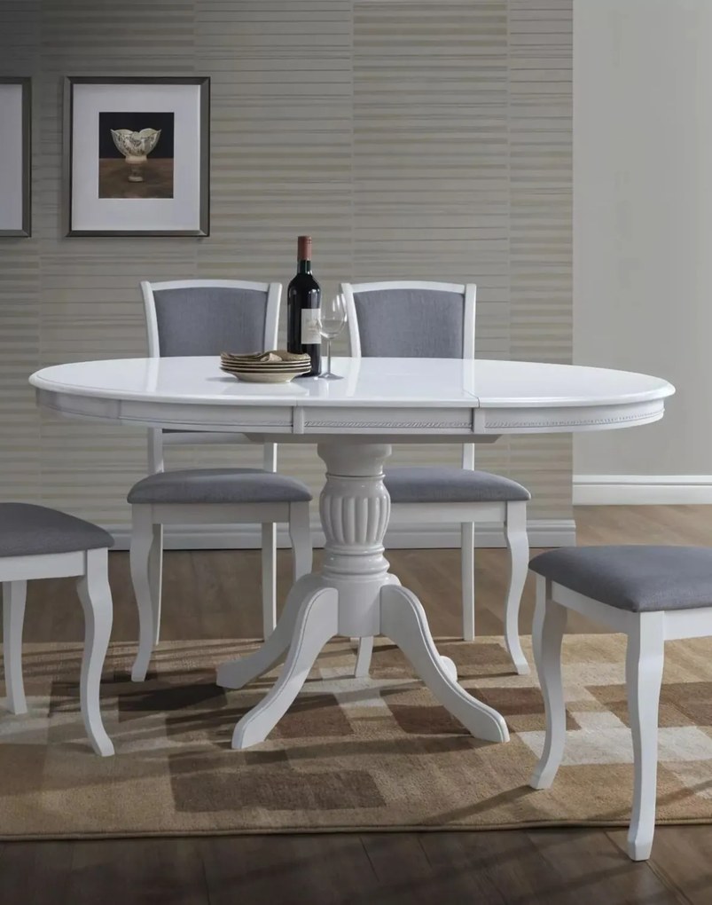 Okrúhly rozkladací stôl Olivia biely