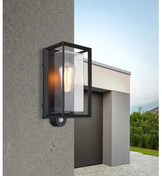 Globo 31982SS -Vonkajšia nást. sviet. so senzorom LOGANA 1xE27/60W/230V IP44 čierna