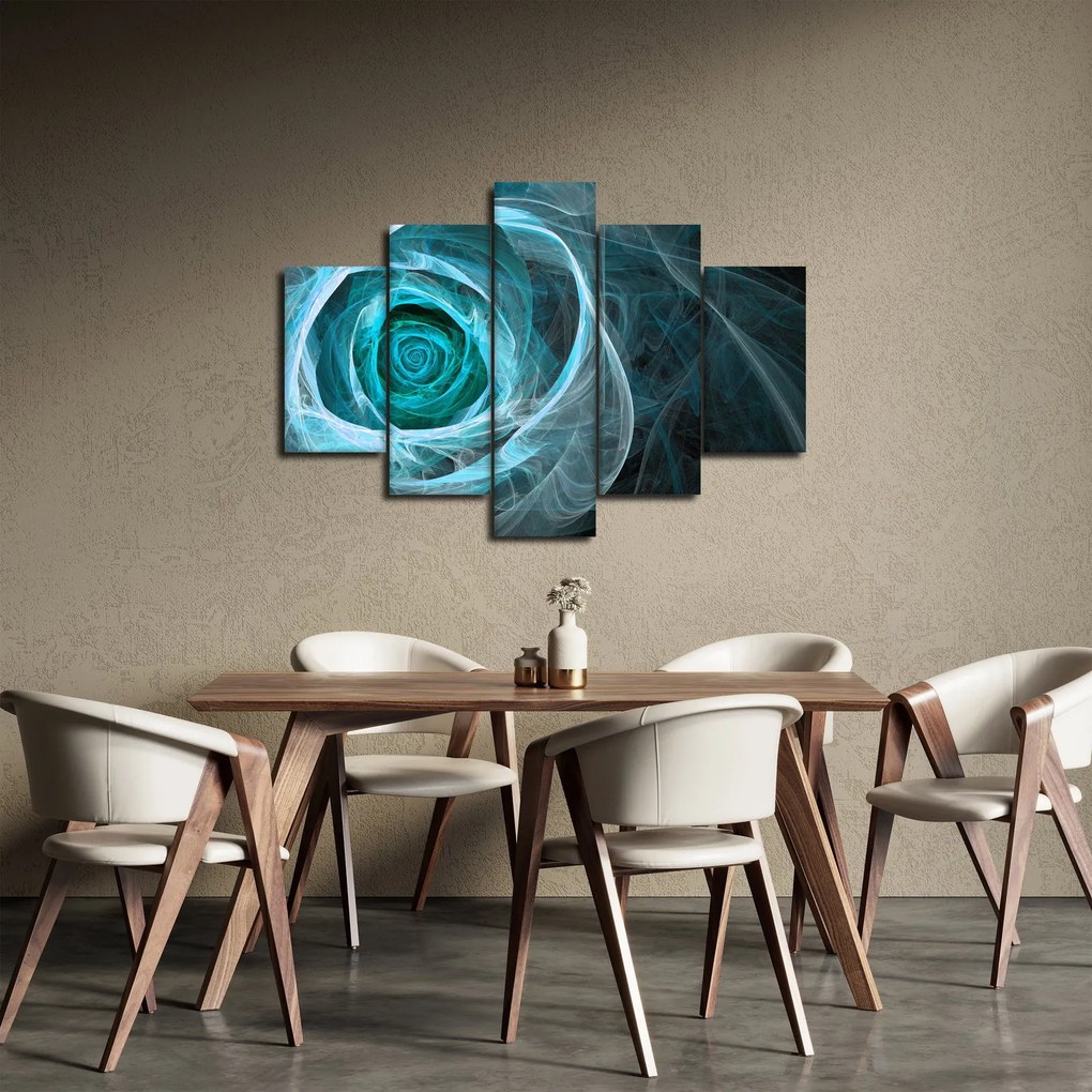 Obraz - Abstraktné ruže modrá s čiernym pozadím (150x105 cm)