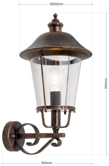 Orion AL 11K/360.00-Vonkajšia nást. lampa KENZO 1xE27/100W/230V IP44 bronz/patina