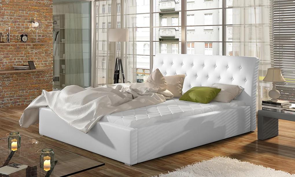 Čalúnená manželská posteľ s roštom Monzo 160 - biela