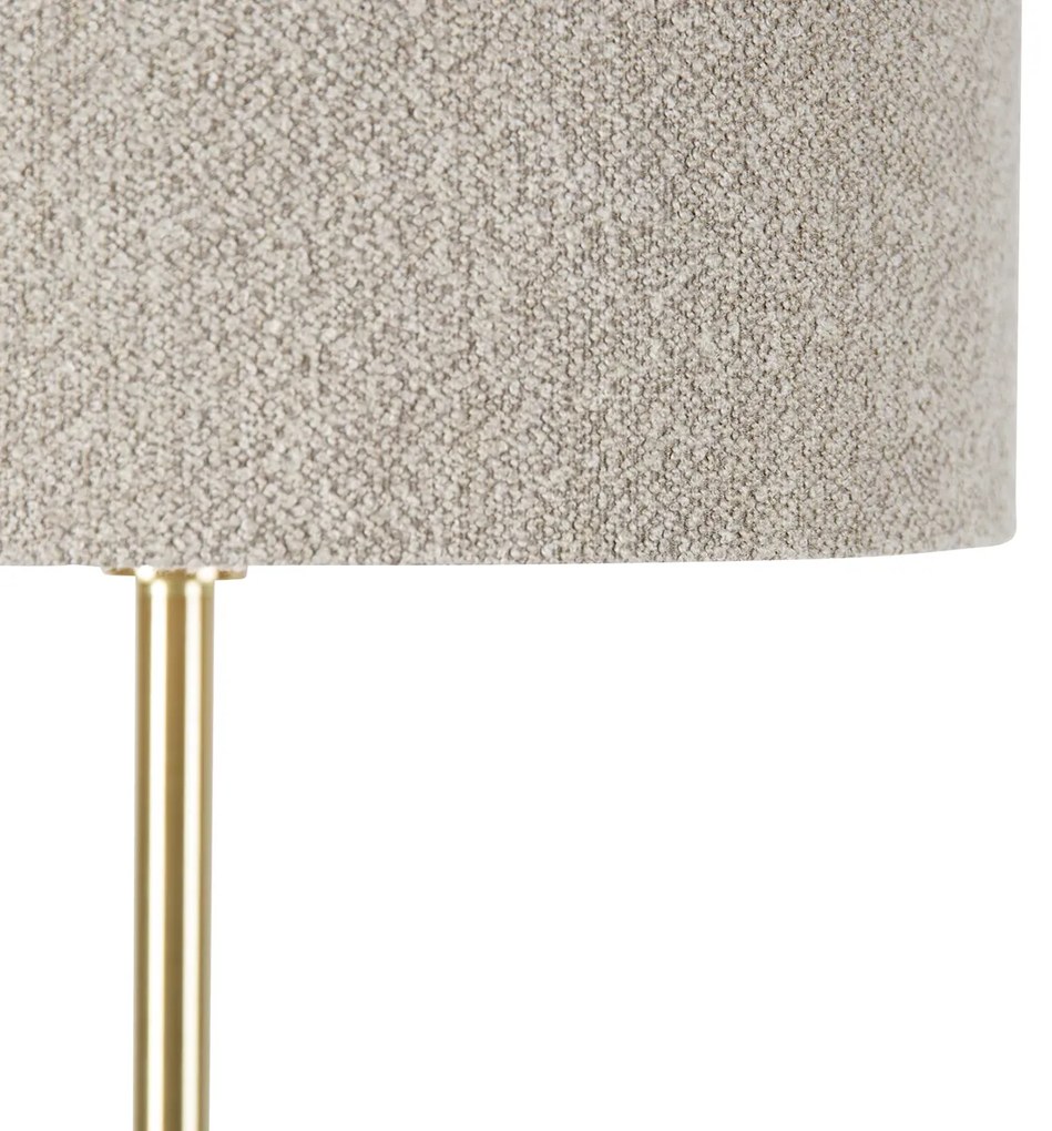 Stojaca lampa mosadzná s tienidlom z bouclé taupe 50 cm - Simplo