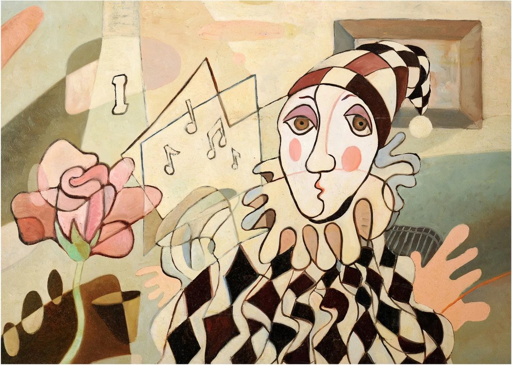 Obraz - Kubizmus - harlequin and rose (70x50 cm)