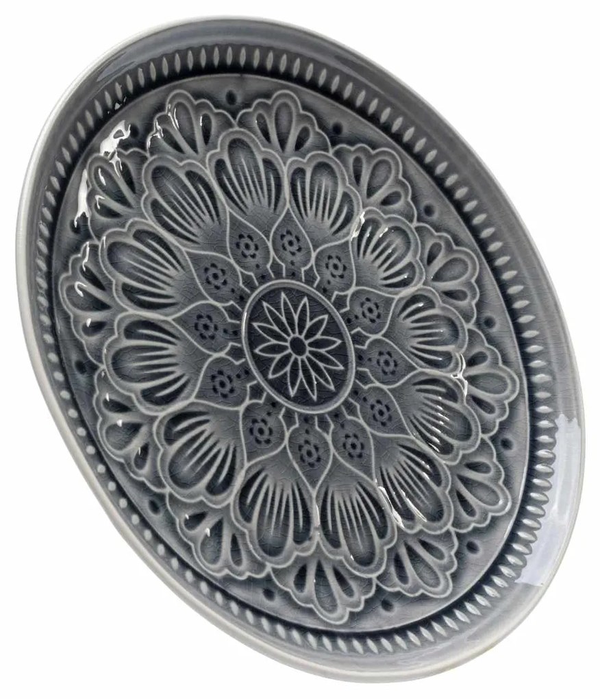 Sicilia Mandala tanier sivý Ø27cm
