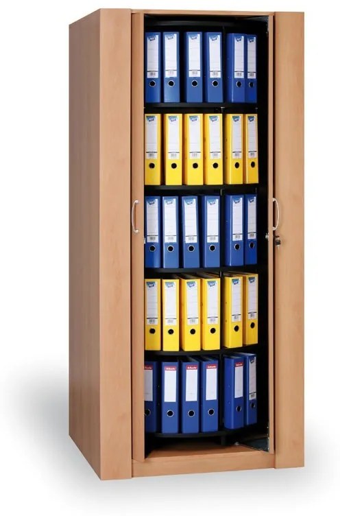 Skrine s otočným regálom na zakladače, buk