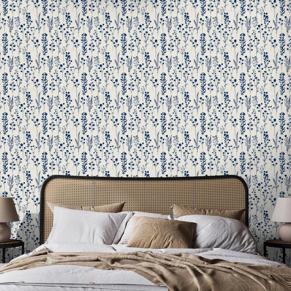 Fototapeta - Modré vzorované kvety (147x102 cm)