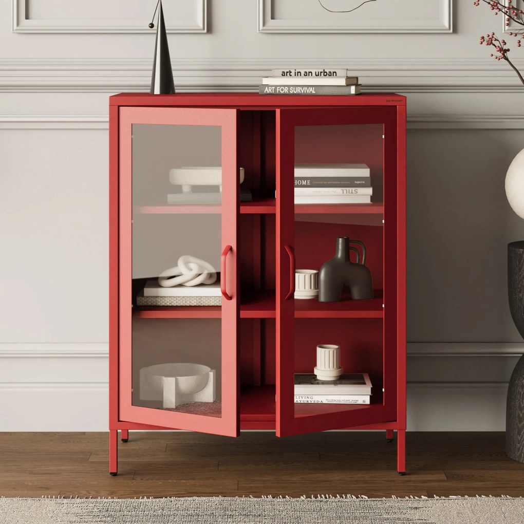 Vitrína GINA, 800 x 1015 x 400 mm, Modern: červená farba