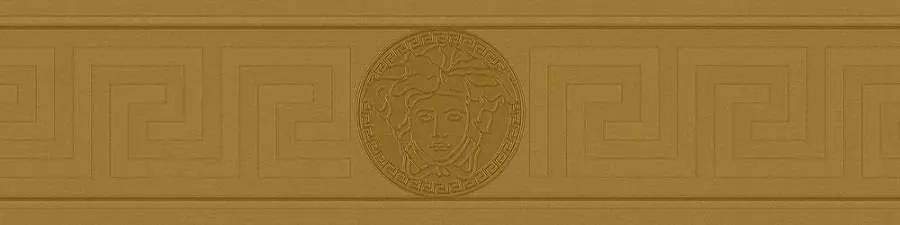Vliesové bordury na zeď Versace III 93522-2, rozměr 5 m x 13 cm, hlava medúzy zlatá s řeckým klíčem, A.S. Création