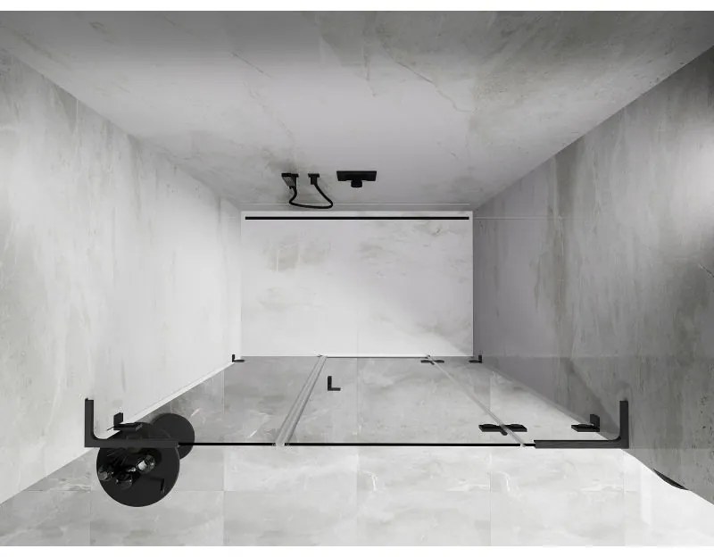 Mexen Lunar L, Otočné pravé sprchové dvere 125 cm, 8mm číre sklo, brúsený grafit profil, 834SL-125-050-66-00-P