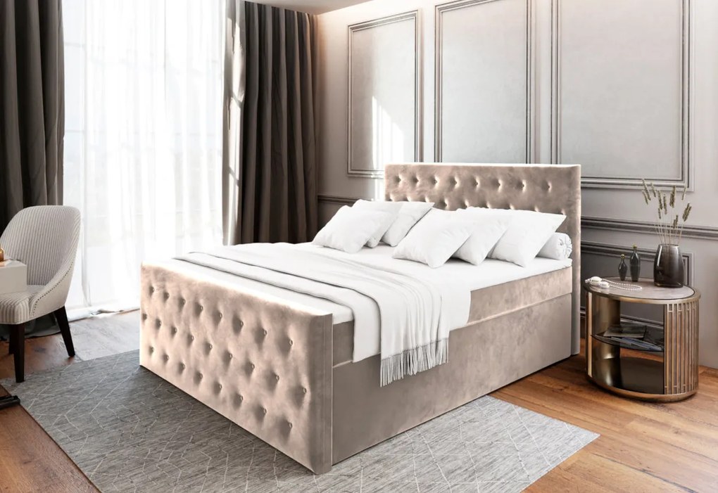 Čalúnená posteľ boxspring FENDI - casablanca 8 / 140x200 / bez vrchného matraca