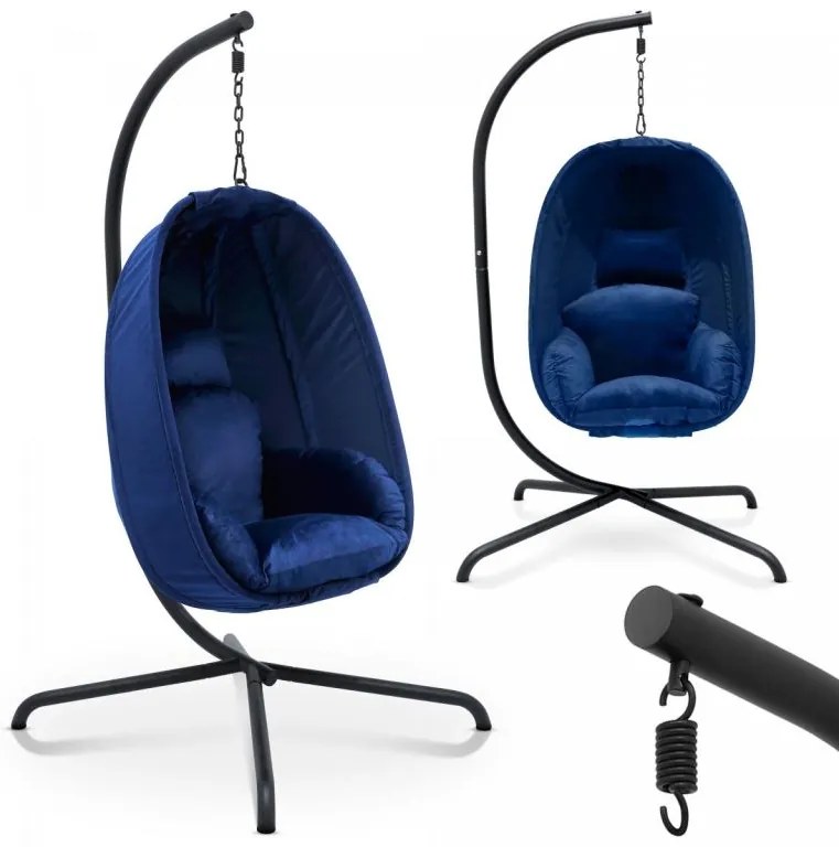 MIADOMODO závesné hojdacie kreslo modré, nosnosť 160 kg