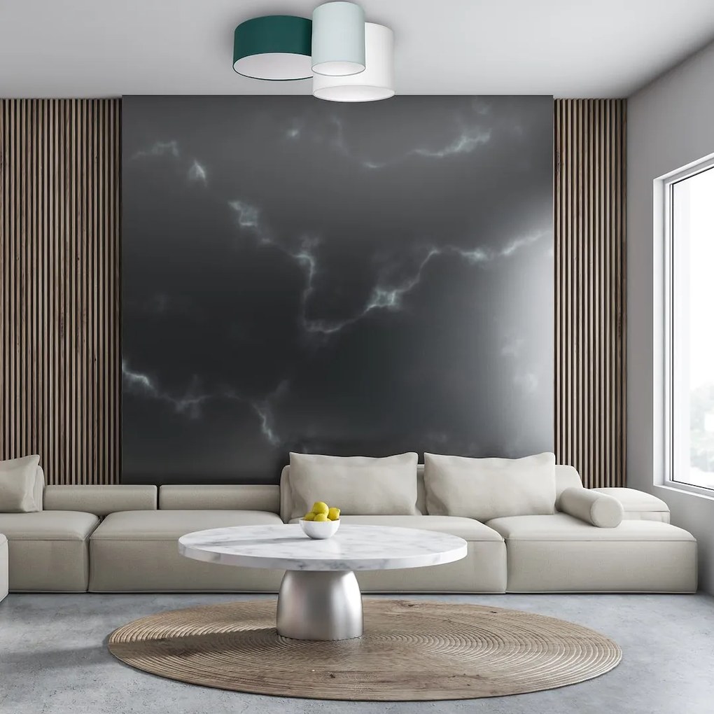 Stropné svietidlo Stan, 3x viacfarebné textilné tienidlo