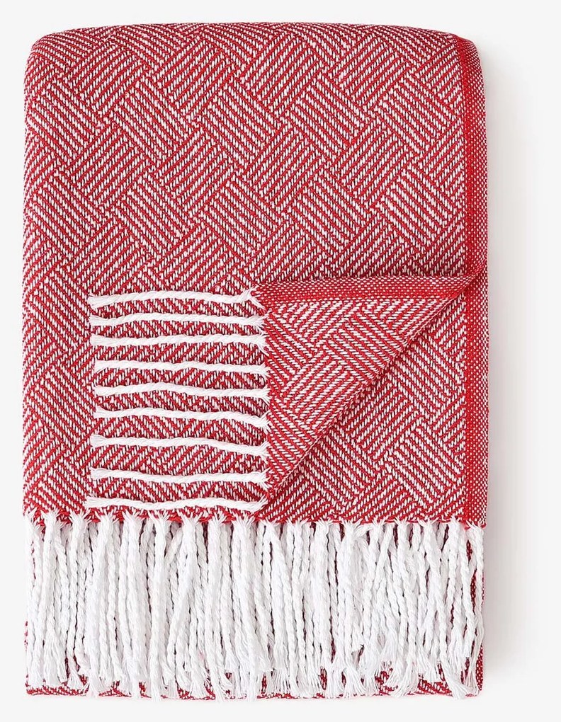 Goldea bavlnená deka mozaika - červená 140 x 200 cm