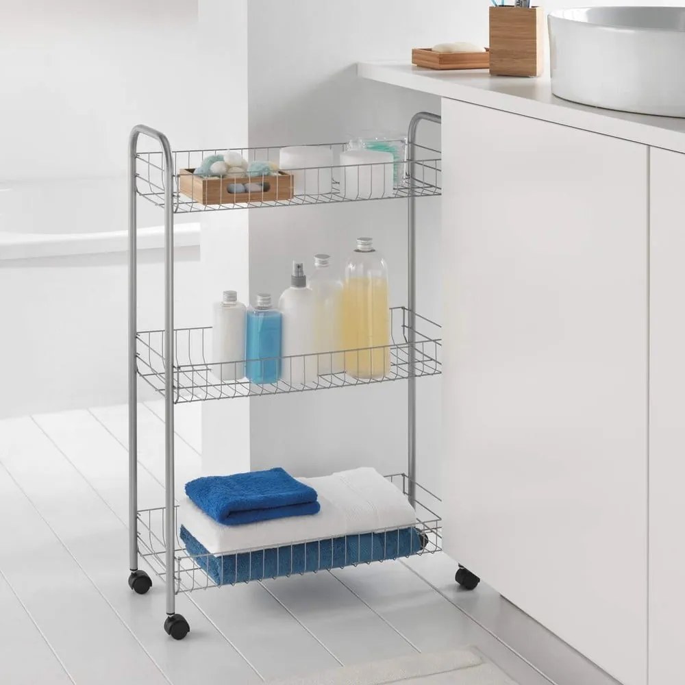 Pojazdný stojan s 3 policami Metaltex Ascona Slim De Luxe, výška 84 cm