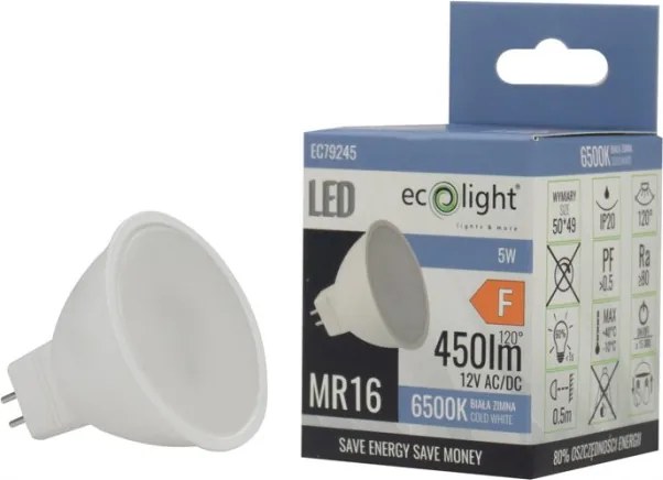 LED žiarovka 12V MR16 5W - studena bielá