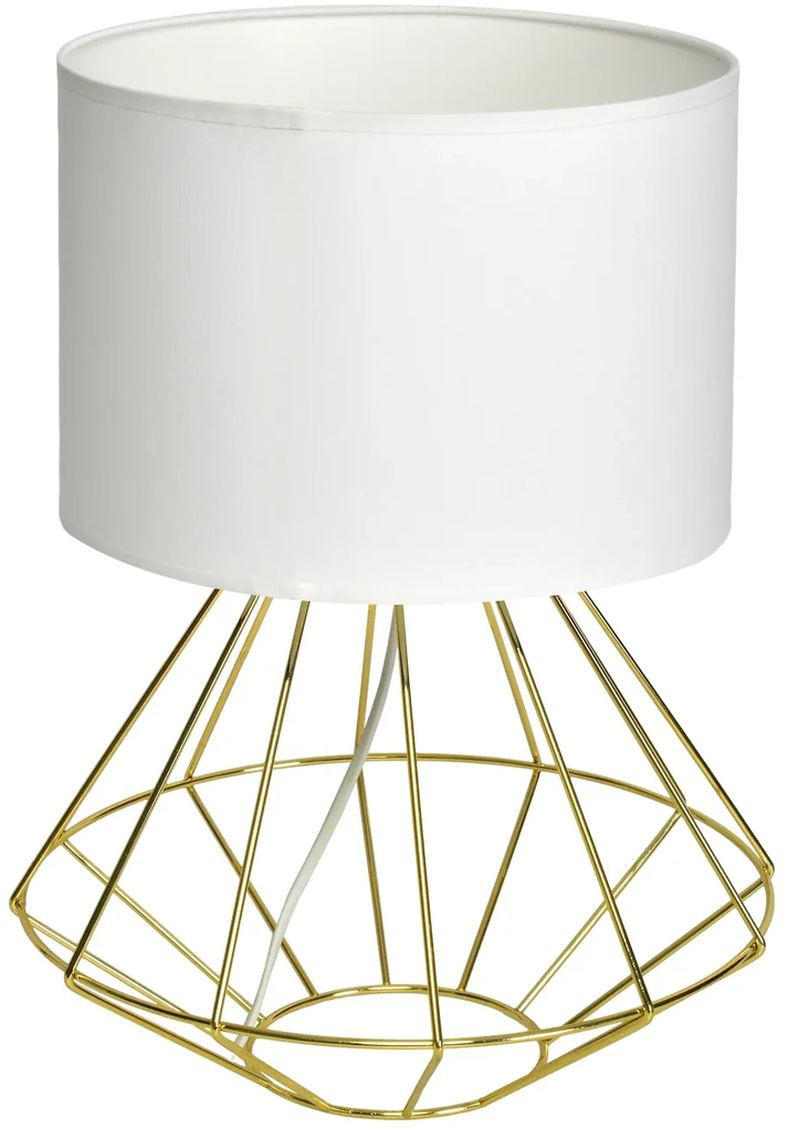 Stolná lampa Lupo, 1x biele textilné tienidlo, g