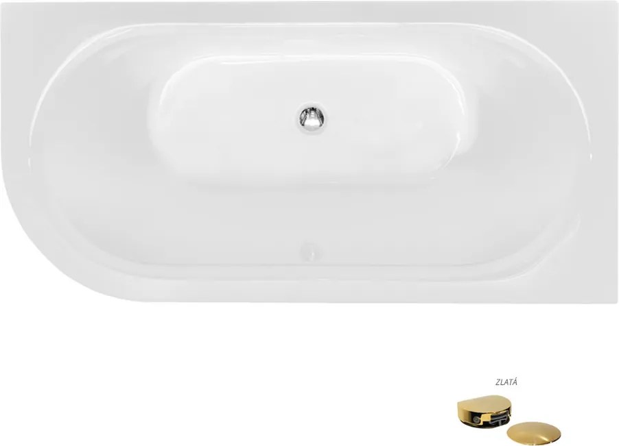 Besco Akrylátová voľne stojaca vaňa Avita A-Line CC/NP 150x75 (160x75, 170x75), napúšťanie cez prepad BESCO-Typ výpuste: McAlpine Click-Clack s napúš…