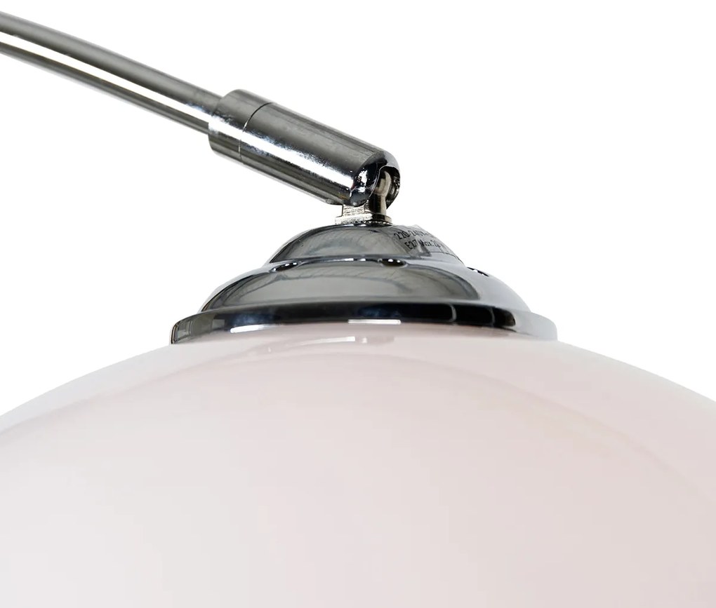 Moderná oblúková lampa chrómová s bielym tienidlom - Arc Basic