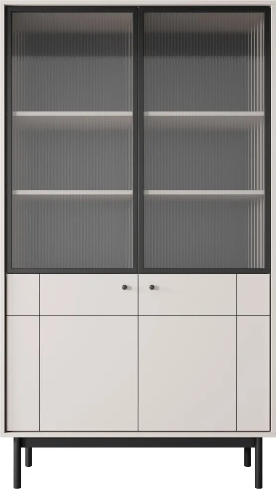 Vysoká vitrína Japandi, 104 cm, béžová kašmír