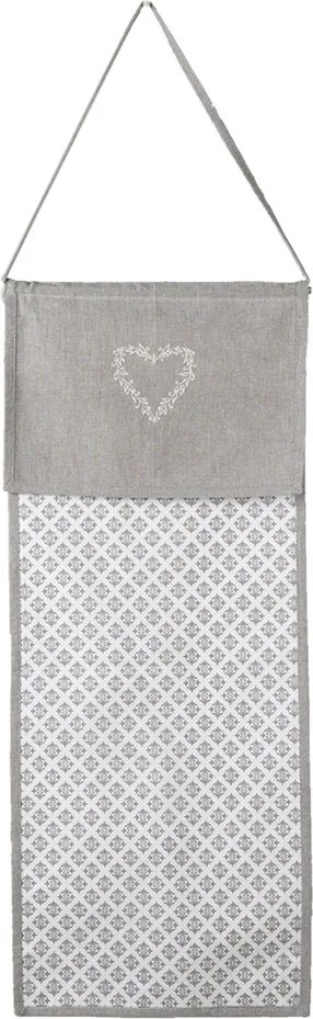 Šedý bavlnený závesný vreckár so srdiečkom Lovely Heart - 28*1*68 cm