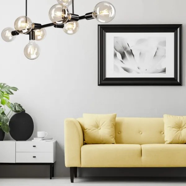 Luster na tyči ASTRID 8xE27/60W/230V čierna