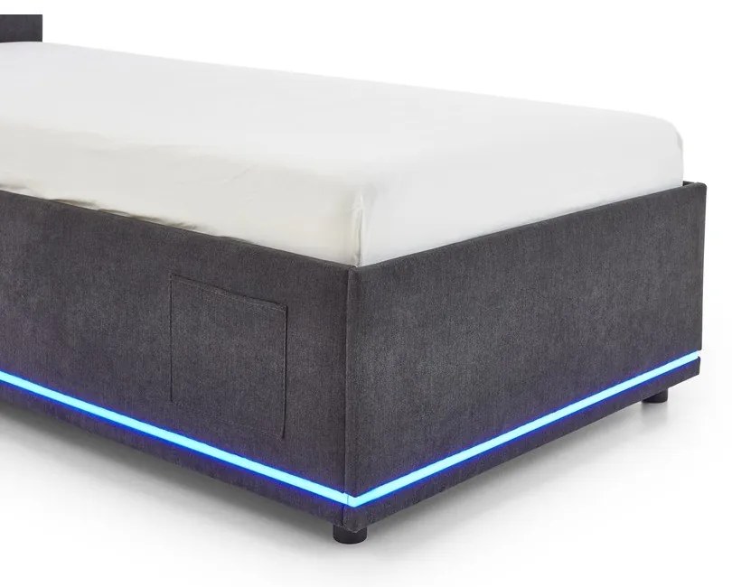 Tmavosivá čalúnená detská posteľ s úložným priestorom s roštom 90x200 cm Circle – Meise Möbel