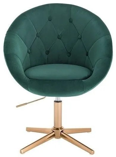 LuxuryForm DESIGN Kreslo VERA VELUR na zlatom kríži - zelené