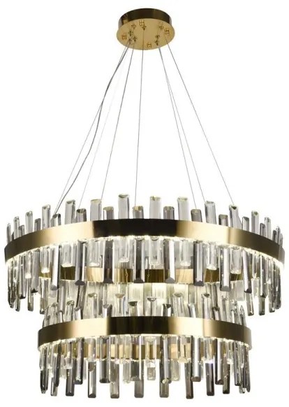 LED Stmievateľný krištáľový luster na lanku LED/190W/230V + diaľkové ovládanie