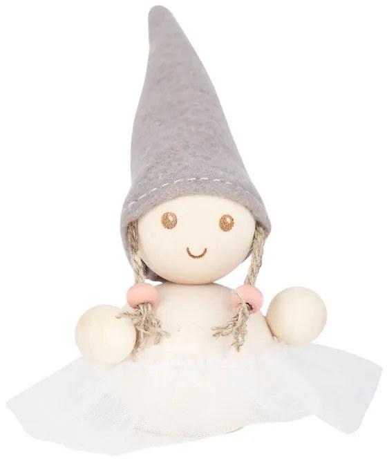 Škriatok balerína 9cm, biely