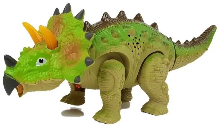 LEAN TOYS Dinosaurus Triceratops na batérie - zelený