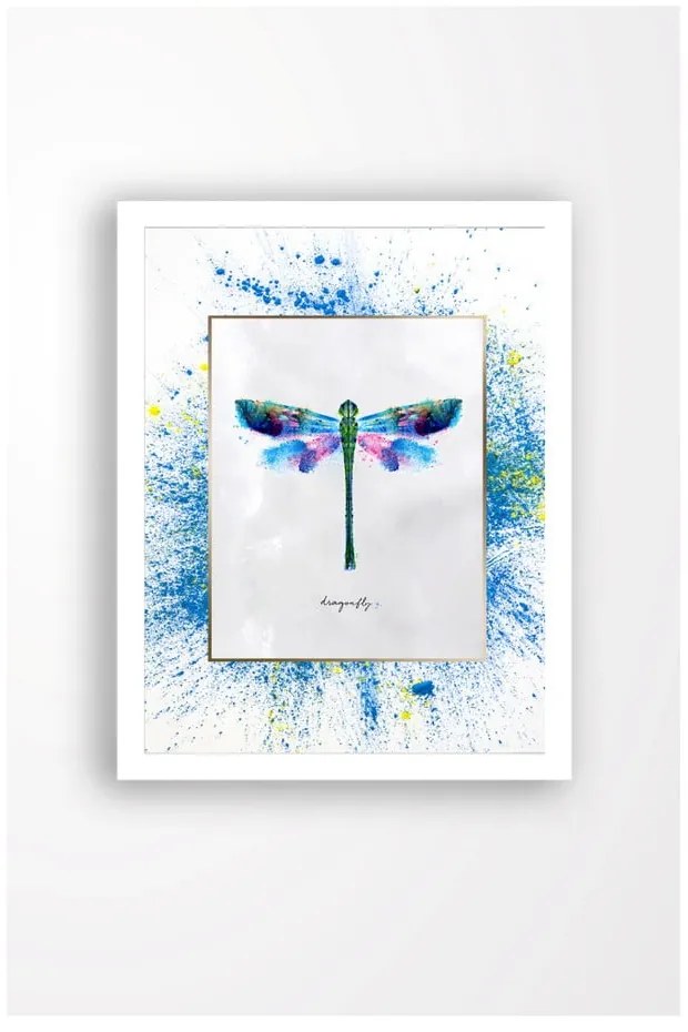 Nástenný obraz na plátne v bielom ráme Tablo Center Dragonfly, 29 × 24 cm