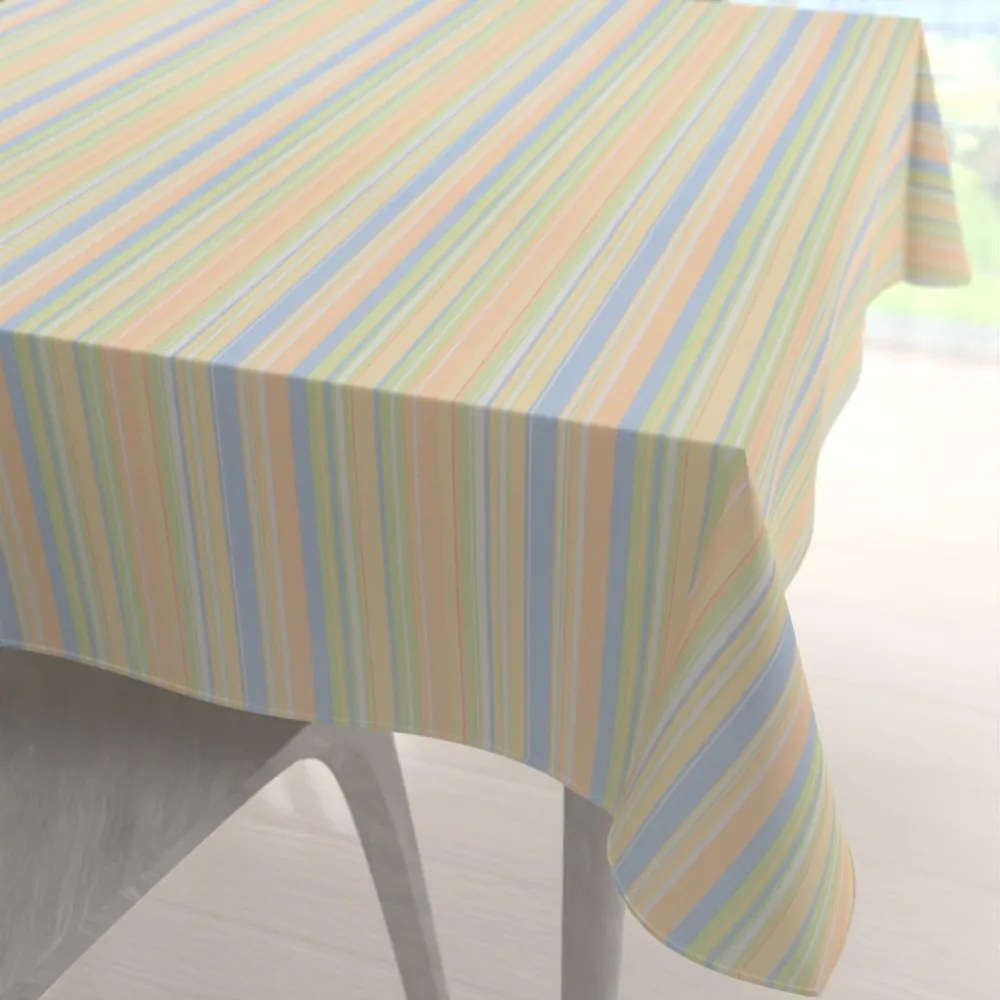 Biante Bavlnený štvorcový obrus Sandra SA-734 Pastelovo farebné pásiky 110x110 cm