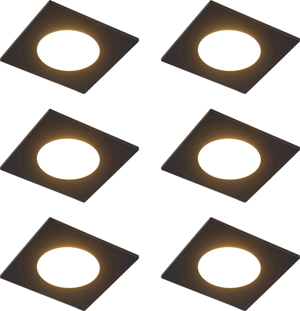 Sada 6 moderných zapustených bodových svetiel čierna vrátane LED 3-stupňové stmievateľné IP65 - Simply