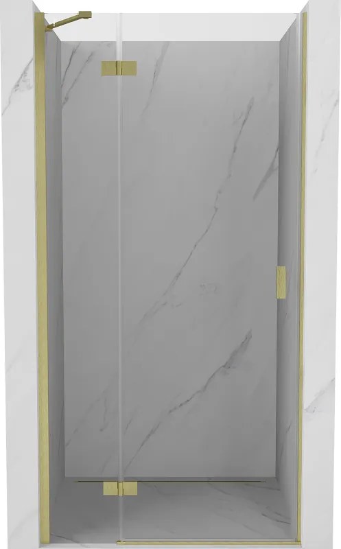 Mexen Mist-H, 1-krídlové sprchové dvere ľavé 80 cm, číre sklo, zlatý matný profil, 8A5-080-000-55-00-L