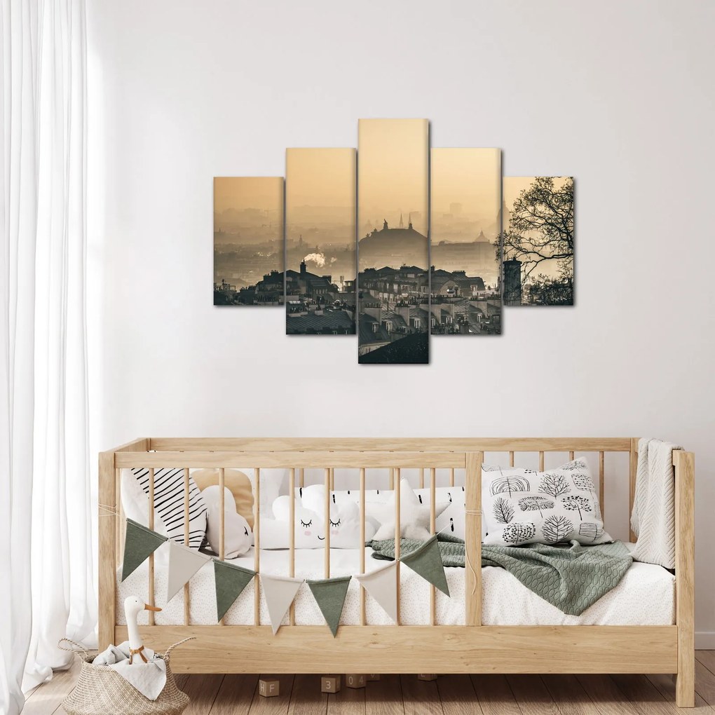 Obraz - Mesto pod hmlou (150x105 cm)