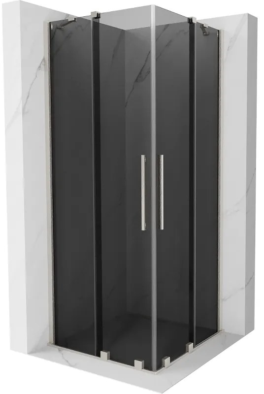Mexen Velar Duo, sprchový kút s posuvnými dverami 90 x 90 cm, 8mm šedé sklo, brúsená oceľ, 871-090-090-42-97