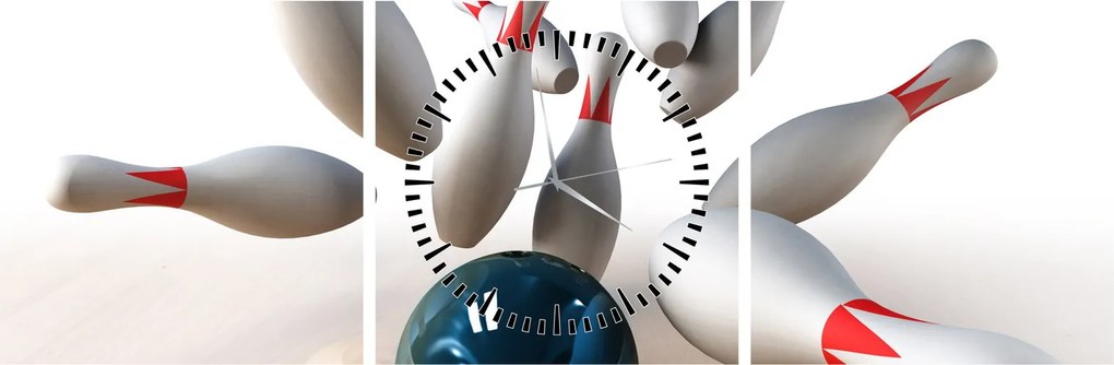 Obraz - Bowling (s hodinami) (90x30 cm)