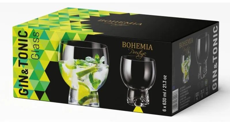 BOHEMIA PRESTIGE GIN TONIC POHÁRE 630ML SADA 6KS