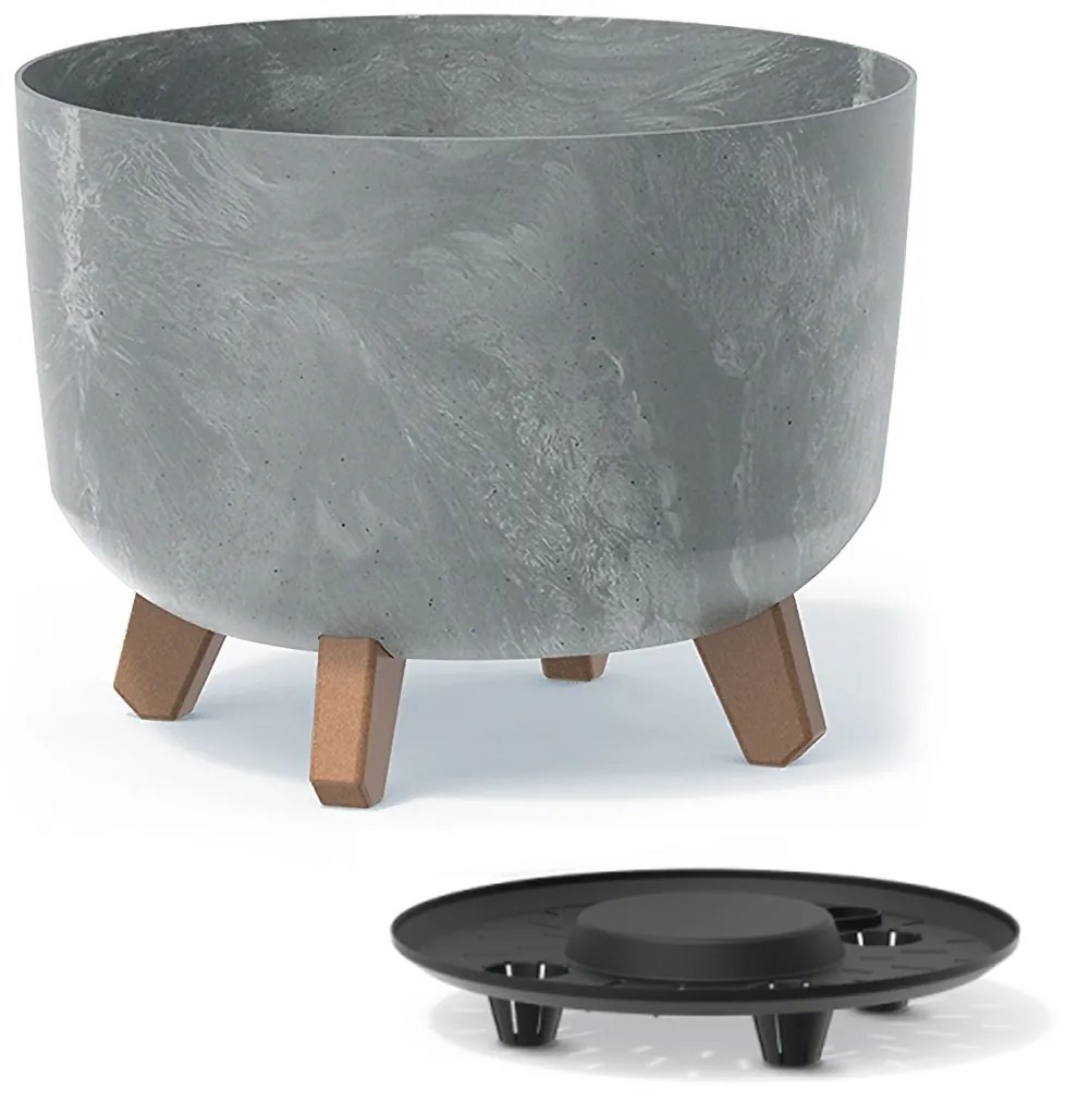 Plastový kvetináč na nožičkách DGRL350E 33,9 cm - sivý betón