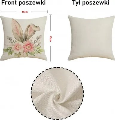 Ľanová obliečka na vankúš VELOBLOOM 45x45 cm, krémová