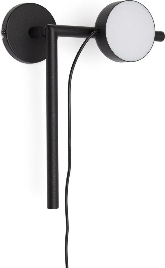 Čierne kovové LED nástenné svietidlo so stmievačom do zásuvky Orey – Kave Home