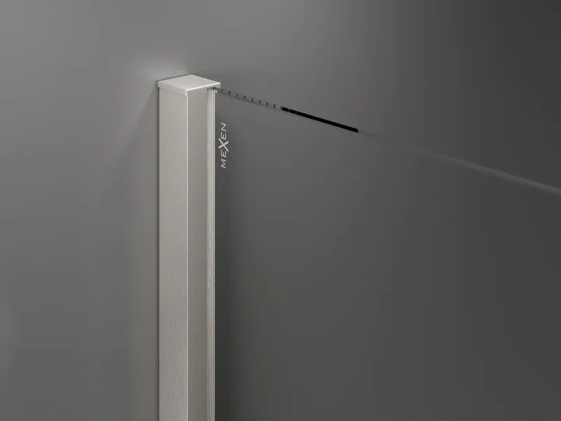 Mexen Velar, posuvné sprchové dvere do otvoru 130 cm, 8mm číre sklo, brúsená oceľ, 871-130-000-01-97
