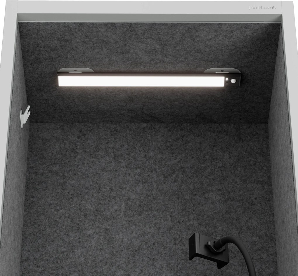 Akustická kabína SALLY MentalBox 600 mm – sivý korpus, tmavosivé sedadlo