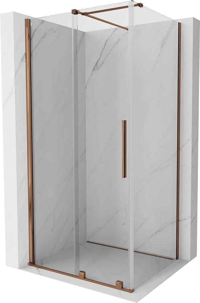 Mexen Velar, sprchový kút s posuvnými dverami 110(dvere) x 70(stena) cm, 8mm číre sklo, ružové zlato, 871-110-070-01-60