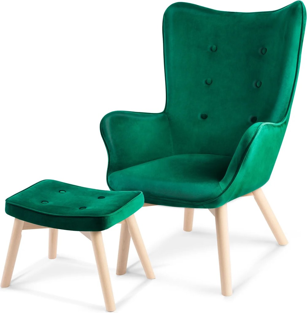 SOFOTEL Kreslo s opierkou na ruky a podnožkou Norse 2046 - tmavozelené